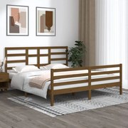 Estrutura de cama super king 180x200 cm madeira castanho-mel