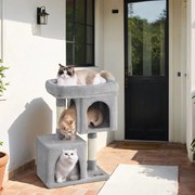 Arranhador com 2 cavernas 49 x 32 x 74 cm cinzento