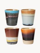 Chávenas de café com vidrado reativo artesanais 70's, conjunto de 4