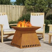 vidaXL Fire Pit Castanho 60 x 60 x 50 cm Aço corten