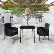 vidaXL 3 pcs conjunto de jantar para jardim preto