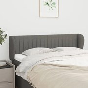 vidaXL Cabeceira de cama c/ abas tecido 147x23x78/88cm cinzento-escuro