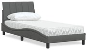 Cama com colchão 90x190 cm tecido cinzento-escuro