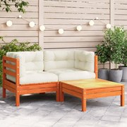 vidaXL Sofá de 2 lugares para jardim c/ almofadões e apoio de pés
