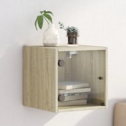 vidaXL Mesa de cabeceira c/ porta de vidro 35x37x35 cm carvalho sonoma