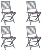 vidaXL Cadeiras exterior dobráveis c/ almofadões 4 pcs acácia maciça
