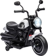 HOMCOM Motocicleta Elétrica para Crianças de 18-36 Meses com Bateria 6V Farol e Rodas Auxiliares Removíveis 76x42x57 cm Branca | Aosom Portugal