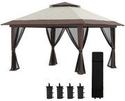 Outsunny Tenda Dobrável Pop-UP 3,92x3,92x2,83 m Tenda de Jardim com Al