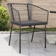 vidaXL Cadeiras de jardim com almofadões 2 pcs vime PE preto