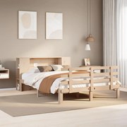 vidaXL Cama com estante sem colchão 120x200 cm pinho maciço