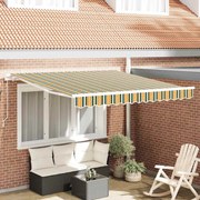 vidaXL Toldo Retrátil Manual Verde e Amarelo 300 x 250 cm