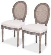 Cadeiras de jantar 2 pcs tecido cor creme