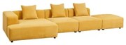 Sofá Modular Chaise Longue Canto Esquerdo 3 Peças Com Puff (↔︎390 Cm) Bruna Tecido Chenille Mostarda - Sklum