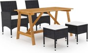 vidaXL 5 pcs conjunto de jantar para jardim preto