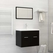 vidaXL 2 pcs conjunto de móveis de casa de banho contraplacado preto