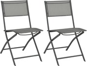 vidaXL Cadeiras de exterior dobráveis 2 pcs aço e textilene