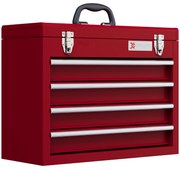 DURHAND Caixa de Ferramentas de Aço com 2 Gavetas Fechaduras Metálicas Mala de Ferramentas Portátil 51x22x39,5 cm Vermelho
