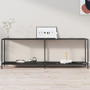 vidaXL Mesa consola preto 220x35x75,5 cm vidro temperado