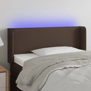 vidaXL Cabeceira cama c/ LED 103x16x78/88 cm couro artificial castanho