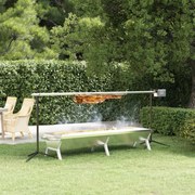 vidaXL Tabuleiro de churrasco 158x42x31 cm aço inoxidável prateado