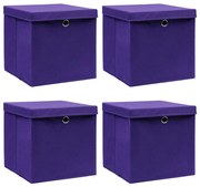 Caixas de arrumação com tampas 4 pcs 28x28x28 cm roxo