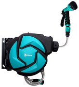 DURHAND Carretel Retrátil de Irrigação 10m + 1m Sistema Automático de Carretel com Trava 28x14x34 cm Preto e Verde