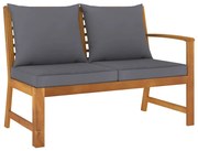 vidaXL Banco de jardim 114,5 cm com almofadão cinzento-escuro acácia