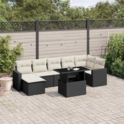 vidaXL 8 pcs conjunto sofás de jardim com almofadões vime PE preto