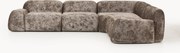 Sofá de canto modular em teddy-bouclé Wolke (4 lugares)