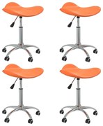 Cadeiras de jantar giratórias 4 pcs couro artificial laranja