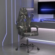 vidaXL Cadeira gaming couro artificial preto e camuflado