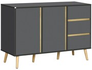 HOMCOM Buffet Baixo Móvel de Armazenamento com Pés Estilo Escandinavo 2 Portas 3 Gavetas 120x40x80 cm Cinza Antracite | Aosom Portugal