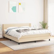 vidaXL Cama com molas/colchão 160x200 cm tecido cor creme