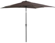 Outsunny Chapéu de Sol Luzes LED Jardim Inclinável até 45 Graus Abertura Manivela Resistente Intempéries 268x205x248 cm Marrom | Aosom Portugal