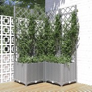 vidaXL Vaso/floreira jardim c/ treliça 80x80x136 cm PP cinzento-claro