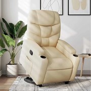 vidaXL Poltrona reclinável elevatória tecido cor creme