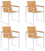 vidaXL Cadeiras de jardim 4 pcs madeira teca maciça e aço inoxidável
