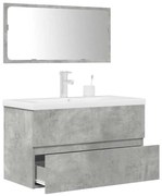 vidaXL 3 pcs conj. móveis casa banho derivados madeira cinza cimento