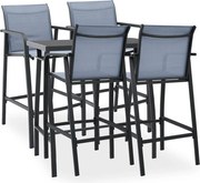 vidaXL 5 pcs conjunto de bar para jardim preto e cinzento