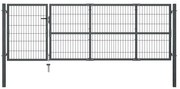 vidaXL Portão de jardim com postes 350x100 cm aço antracite