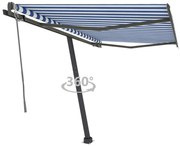 vidaXL Toldo automático independente 350x250 cm azul e branco