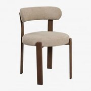 Jolie Cadeira De Jantar Estofada E Em Ferro Madeira Escura & Chenille Castanho Trigo - Sklum