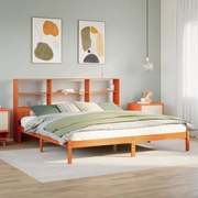 vidaXL Cama com estante sem colchão 200x200 cm pinho maciço