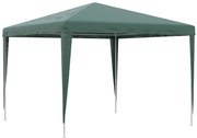 Outsunny Tenda Desmontável 3x3m Tenda de Jardim com 4 Orifícios de Drenagem e Estrutura de Aço para Pátio Campismo Verde