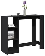 vidaXL Mesa de bar com prateleiras derivados de madeira preto