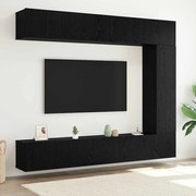 vidaXL Conjunto de painéis de TV com 5 peças montado na parede em madeira de carvalho preto