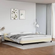 Estrutura de cama c/ cabeceira couro artificial 200x200cm creme