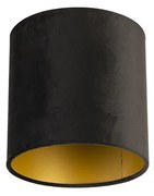 Abajur de veludo preto 20/20/20 com interior dourado