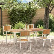 vidaXL Conjunto de Jantar de Jardim 5 Peças em Teca Sólida e Aço Inoxidável