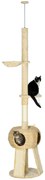 PawHut Arranhador para Gatos do Chão ao Teto de 225-255 cm com Caverna Plataformas Rede Postes de Arranhar Ø48x225-255 cm Bege